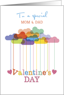 Mom and Dad Valentine Rainbow Clouds and Hearts card