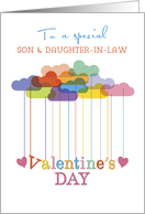 Son and Daughter in Law Valentine Rainbow Clouds and Hearts card