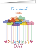 Friend Valentine Rainbow Clouds and Hearts card