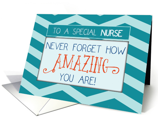 Nurses Day Amazing with Teal Chevron Stripes card (1354656)