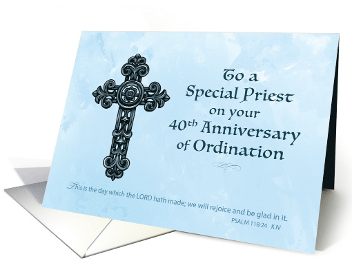 40th Forty Year Ordination Anniversary Priest Ornate Cross card