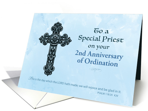 Custom Anniversary Year Catholic Priest Ornate Cross card (1354740)