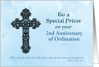 Custom Anniversary Year Catholic Priest Ornate Cross card