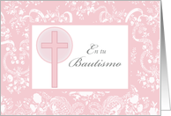 Pink Lace Girl Baptism Spanish card