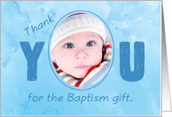 Thank You Baptism Gift Blue Photo Customize card