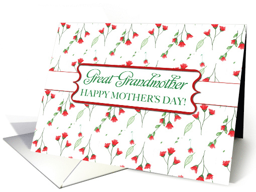 Great Grandmother Mothers Day Watercolor Red Flowers card (1359286)