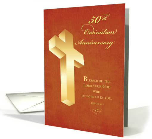 50th Ordination Anniversary Gold Cross card (1359624)