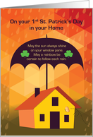 First St Patricks Day in Home Umbrella Rain and Rainbow. card