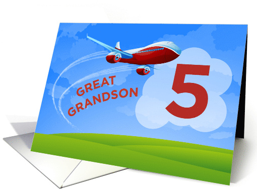 5th Birthday Great Grandson Red Airplane card (1361068)