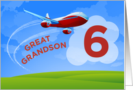 6th Birthday Great Grandson Red Airplane card