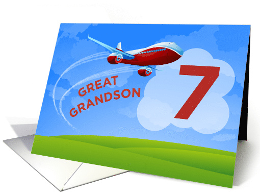 7th Birthday Great Grandson Red Airplane card (1361078)