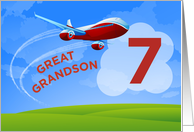 7th Birthday Great Grandson Red Airplane card