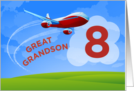 8th Birthday Great Grandson Red Airplane card