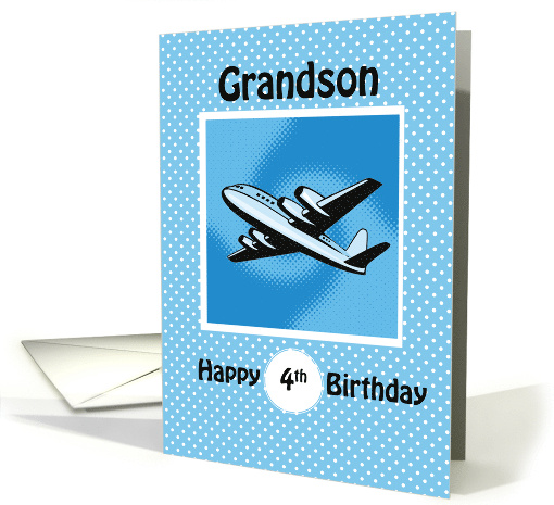 4th Birthday Grandson Airplane on Blue card (1361104)