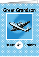 4th Birthday Great Grandson Airplane on Blue card