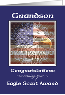 Grandson Eagle Scout Head over American Flag card