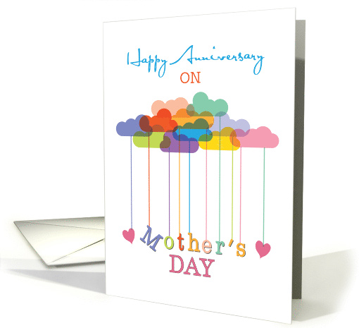 Anniversary on Mothers Day Rainbow Clouds Hearts card (1364472)