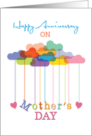 Anniversary on Mothers Day Rainbow Clouds Hearts card