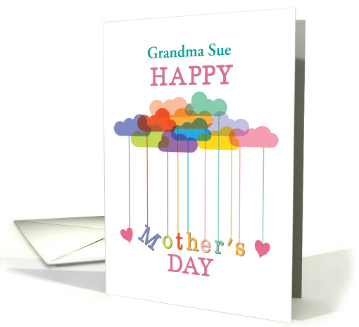 Custom Name Mothers Day Rainbow Clouds Hearts Grandma card (1364474)