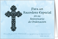 Spanish Ordination Anniversary Priest Ornate Cross card