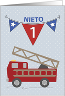 Spanish 1st Birthday Grandson Firetruck card