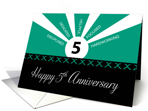 Business 5 Year Employee Anniversary Green Black card (1364648)