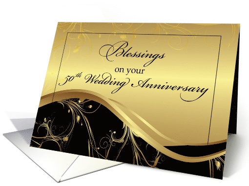 50th Wedding Anniversary Religious Black and Gold card (1364810)