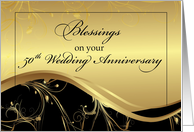 50th Wedding Anniversary Religious Black and Gold card