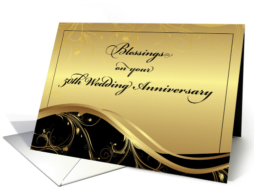  50th  Wedding  Anniversary  Religious  Black and Gold card  