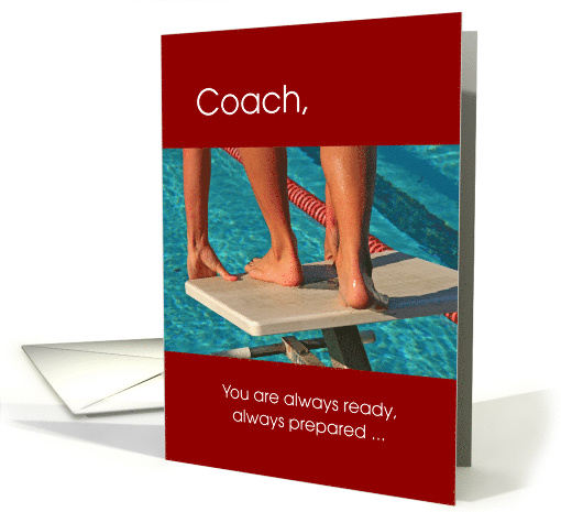 Thank You Mens Swim Coach Red as Swimmer is Ready card (1364864)