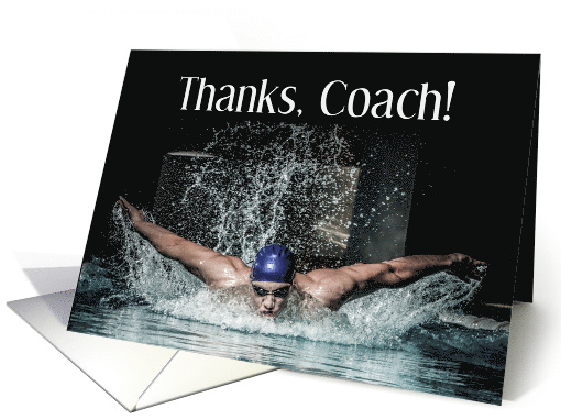 Thanks Swim Coach Mens Butterfly Stroke on Black card (1364942)