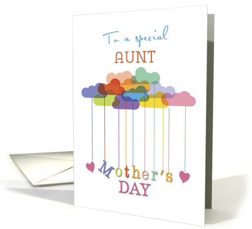 Aunt Cute Mothers Day Rainbow Clouds and Hearts card (1366040)