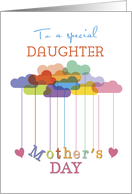 Daughter Cute Mothers Day Rainbow Clouds and Hearts card
