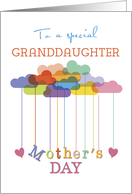 Granddaughter Cute Mothers Day Rainbow Clouds and Hearts card