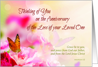 Anniversary of Loss of Loved Ones Death Religious Butterflies Pink card