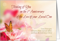 First 1st Anniversary of Loss of Loved One Religious Butterfly card