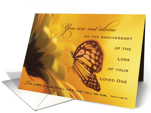 Anniversary Death of Loved One Butterfly Religious Golden Yellow card