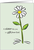 Sister Thank You Religious Green Daisy Flower Appreciation Thank God card
