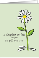 Thank You Daughter in Law Religious Green Daisy Flower Appreciation card