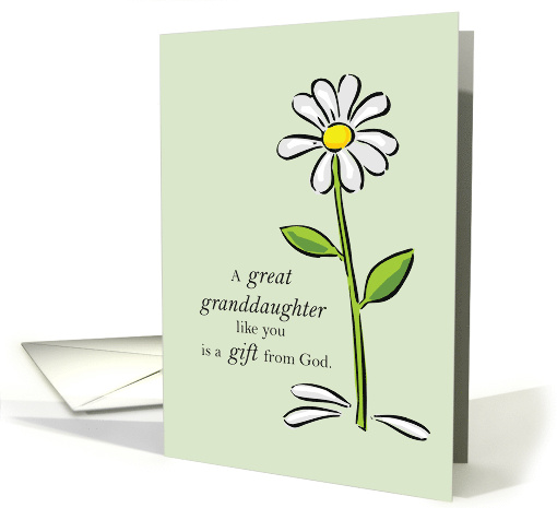 Great Granddaughter Birthday Religious Green Daisy Flower... (1367272)