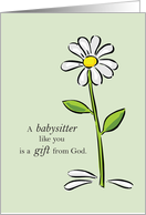 Thank You Babysitter Religious Green Daisy Flower Appreciation Thanks card