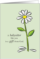 Babysitter Birthday Religious Green Daisy Flower Appreciation Thanks card