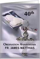 40th Custom Name Ordination Anniversary Congratulations Hosts Cross card