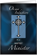 Baptist Minister Induction Contratulations Cross on Blue card