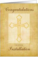 Congratulation Installation Religious Cross Brown Texture Look card