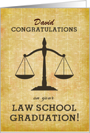 Law School Graduation Custom Personalized Name Congratulations Scale card