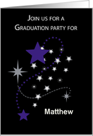 Custom Graduation Party Invitation Purple Silver Star card