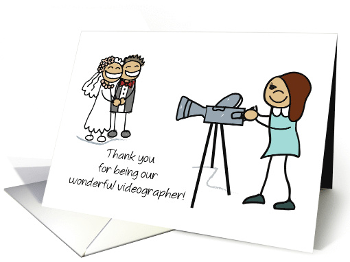 Wedding Videographer Thank You Cure Woman Stick Figure card (1372428)