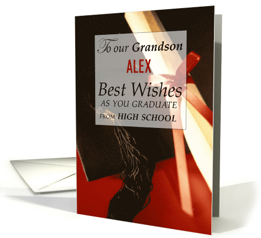 Grandson Custom Name High School Graduation card (1378242)