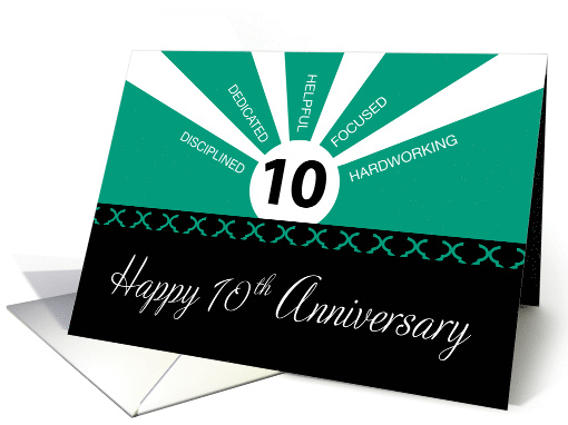 Business 10th Year Employee Anniversary Green Black card (1380728)